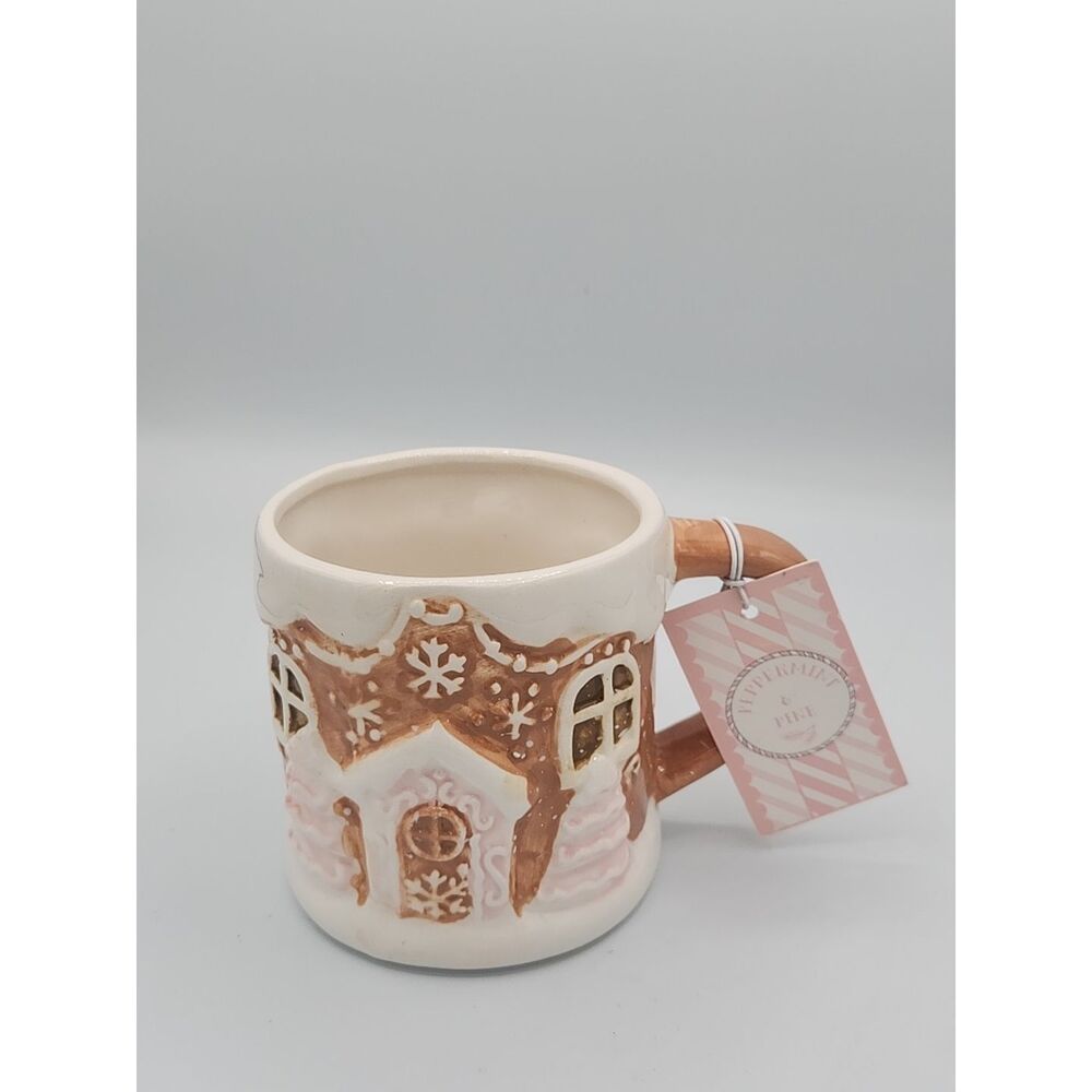 Peppermint & Pine Christmas Gingerbread House Hand Painted Mug